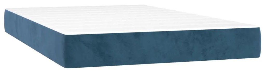 Κρεβάτι Boxspring με Στρώμα Σκούρο Μπλε 120x200 εκ. Βελούδινο - Μπλε