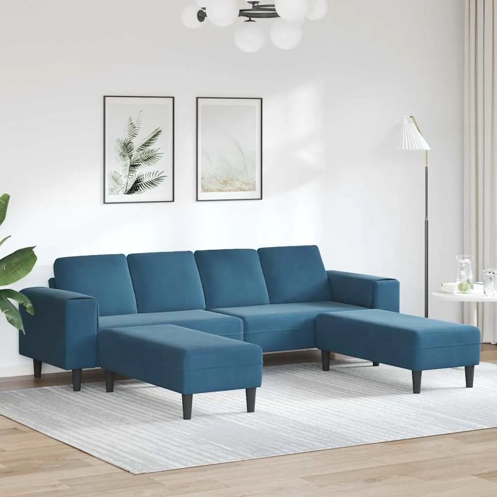 vidaXL Σετ Καναπέ 3 pcs Μπλε Βελούδο
