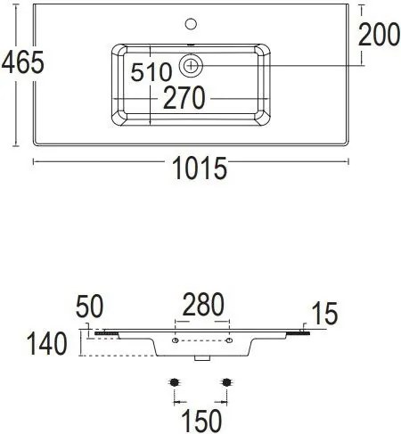 Νιπτήρας Flat Bianco Ceramica White-Μήκος: 101 εκ.