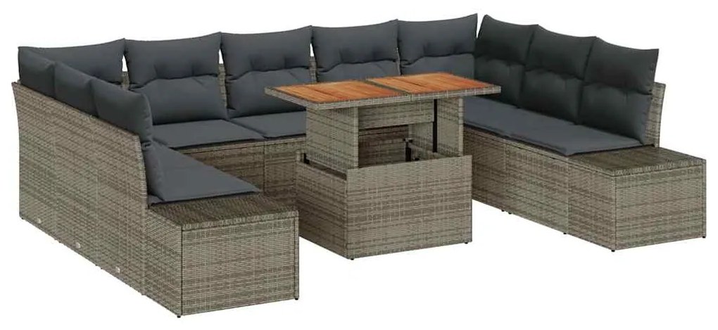 vidaXL Σέτ φαγητού για κήπο 10 pcs Γκρι, Καφέ 100 x 55 x 73 εκ