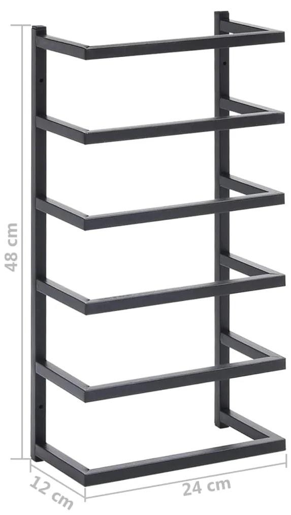 vidaXL Βάση για Πετσέτες Επιτοίχια Μαύρη 24 x 12 x 48 εκ. Ατσάλινη
