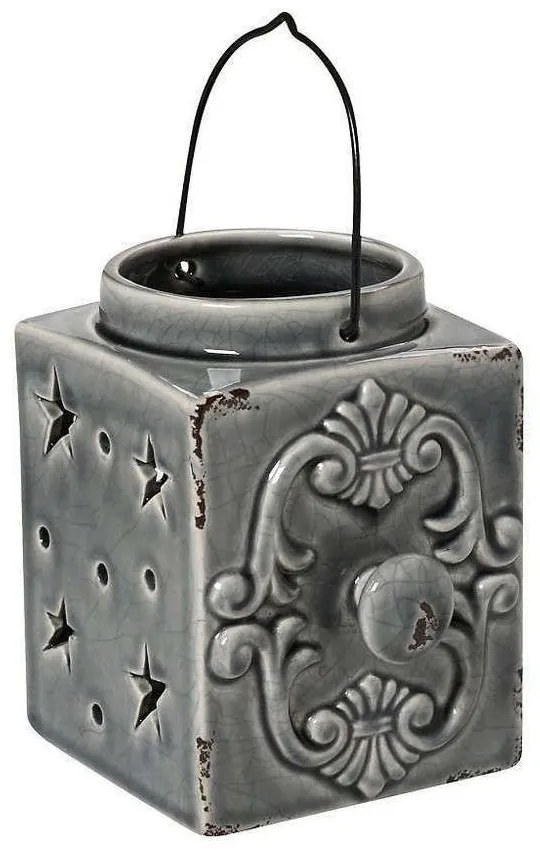 Φανάρι Με Σκάλισμα HEG112K2 Γκρι 10,5x11x9,5cm Espiel Ceramic