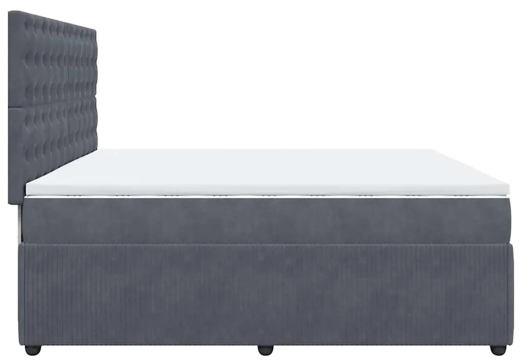 vidaXL Κρεβάτι Boxspring με Στρώμα Σκούρο Γκρι 200x200 εκ. Βελούδινο