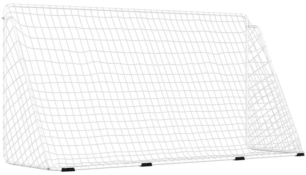 vidaXL Τέρμα Ποδοσφαίρου με Δίχτυ Λευκό 366 x 122 x 182 εκ. από Ατσάλι