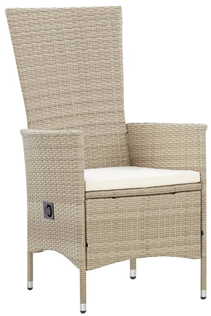 vidaXL Σετ Τραπεζαρίας Εξ. Χώρου 9 τεμ. Μπεζ Συνθ. Ρατάν με Μαξιλάρια