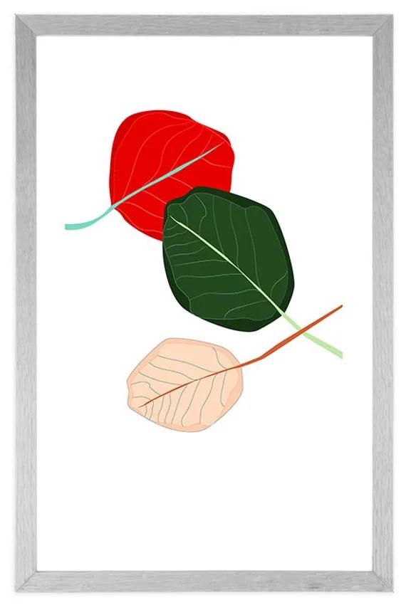 Αφίσα με πασπαρτού Φύλλα γεμάτα χρώματα - 30x45 silver