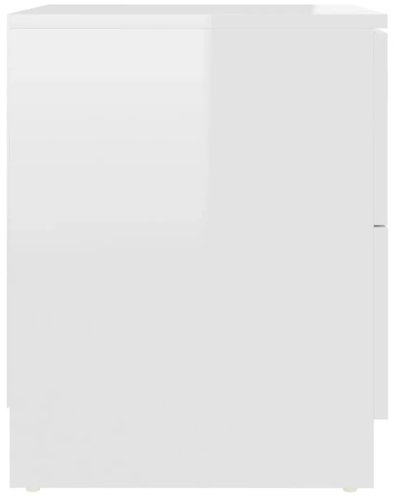 vidaXL Κομοδίνα 2 τεμ. Γυαλ. Λευκό 40 x 40 x 50 εκ. από Επεξεργ. Ξύλο