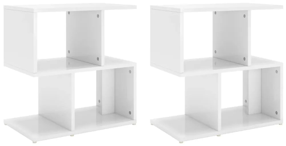 vidaXL Κομοδίνα 2 τεμ. Γυαλιστερό Λευκό 50x30x51,5 εκ. από Επεξ. Ξύλο