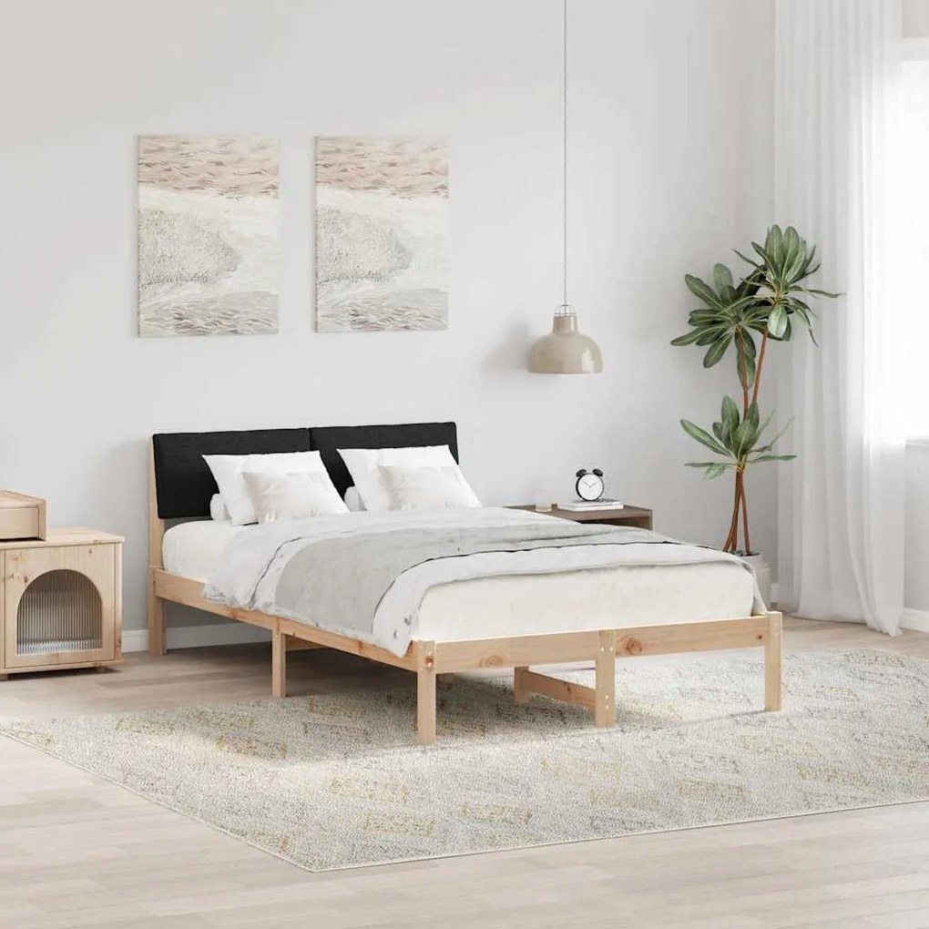 vidaXL Σκελετός Κρεβατιού με κεφαλάρι Καφέ και μαύρο 120 x 190 cm