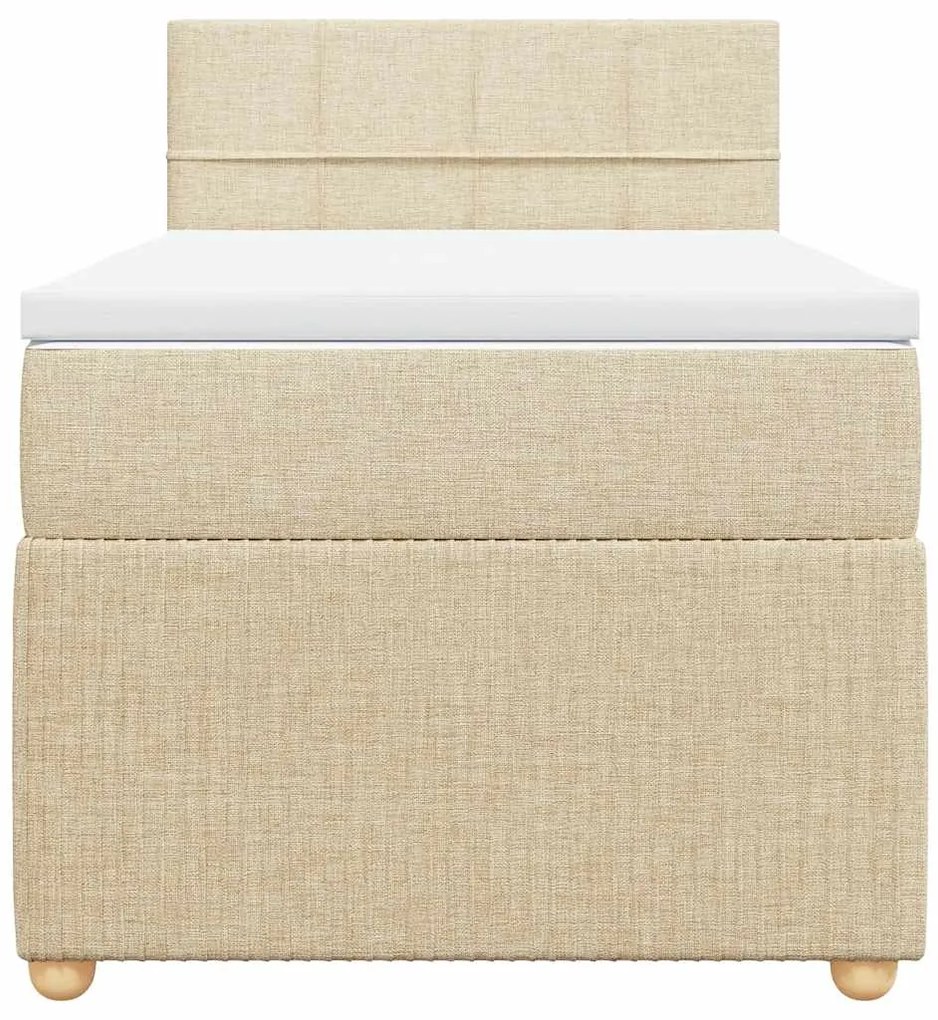 vidaXL Κρεβάτι Boxspring με Στρώμα Κρεμ 90x200 εκ.Υφασμάτινο