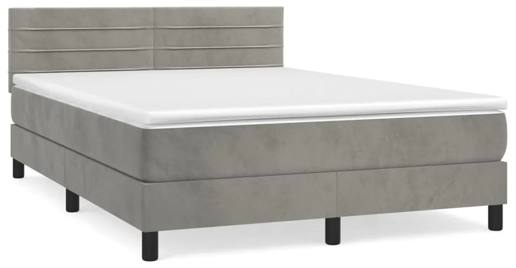 ΚΡΕΒΑΤΙ BOXSPRING ΜΕ ΣΤΡΩΜΑ ΑΝΟΙΧΤΟ ΓΚΡΙ 140X200 ΕΚ. ΒΕΛΟΥΔΙΝΟ 3141365