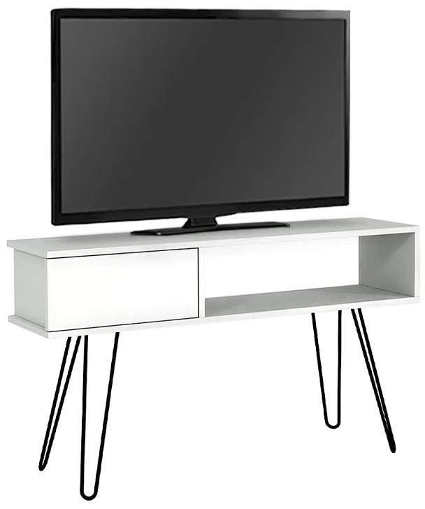 Έπιπλο τηλεόρασης Palma Megapap από μελαμίνη χρώμα λευκό 120x29,5x68,5εκ.