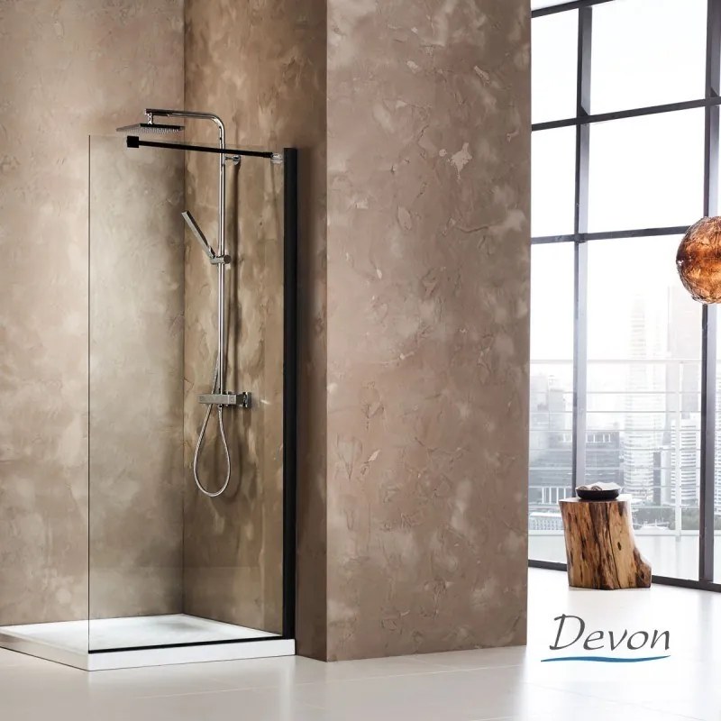 DEVON Iwis Walk-In WD80C-400 Διαχωριστικό Κρύσταλλο Ντουζιέρας & μπράτσο στήριξης Black Matt 77-79 Υ185εκ & 1Προφίλ προ/σης x3εκ