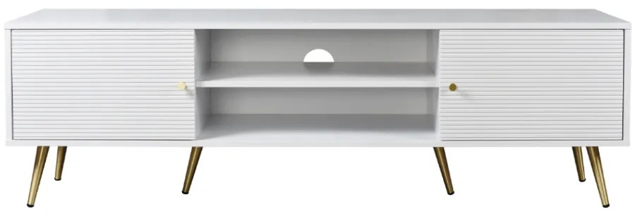 ZIZEL TV STAND 2ΠΟΡΤΕΣ ΛΕΥΚΟ ΜΕ PATTERN ΧΡΥΣΟ 160x39xH49cm - 05-0575 - 05-0575