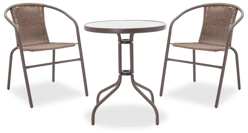 Dining set 3pcs Watson-Obbi metal-pe brown