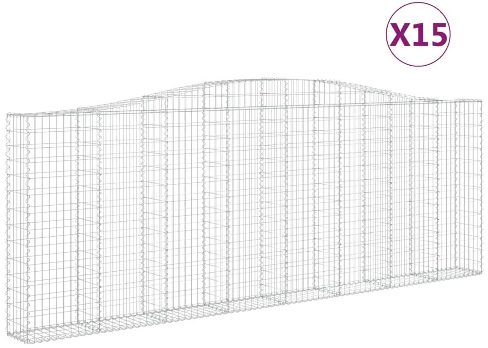vidaXL Συρματοκιβώτια Τοξωτά 15 τεμ. 400x30x140/160 εκ. Γαλβαν. Ατσάλι