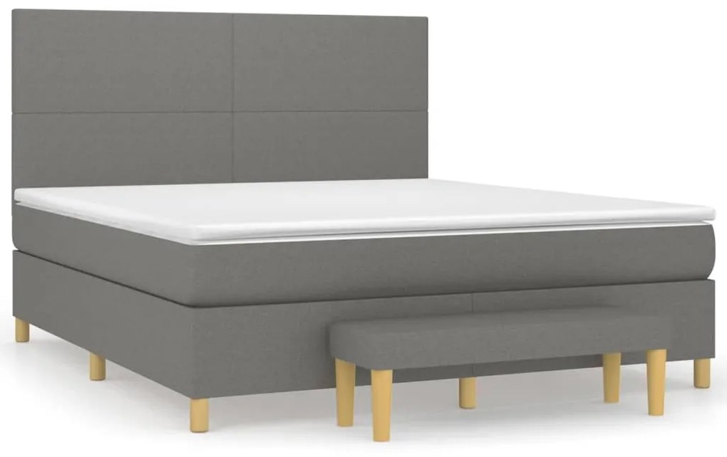 Κρεβάτι Boxspring με Στρώμα Σκούρο Γκρι 160x200 εκ Υφασμάτινο - Γκρι