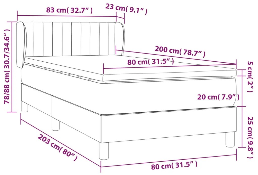 ΚΡΕΒΑΤΙ BOXSPRING ΜΕ ΣΤΡΩΜΑ ΣΚΟΥΡΟ ΜΠΛΕ 80 X 200 ΕΚ. ΒΕΛΟΥΔΙΝΟ 3127581