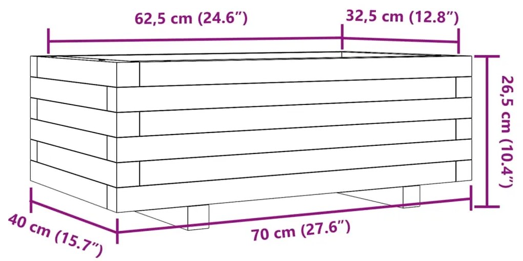 Ζαρντινιέρα Κήπου 70x40x26,5 εκ. από Εμποτισμένο Ξύλο Πεύκου - Καφέ