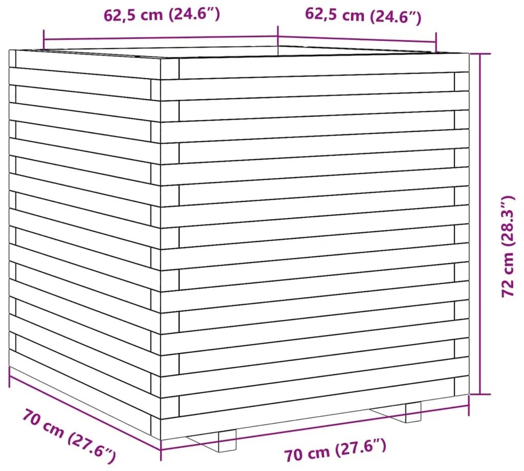 Ζαρντινιέρα Καφέ Κεριού 70x70x72 εκ. από Μασίφ Ξύλο Πεύκου - Καφέ