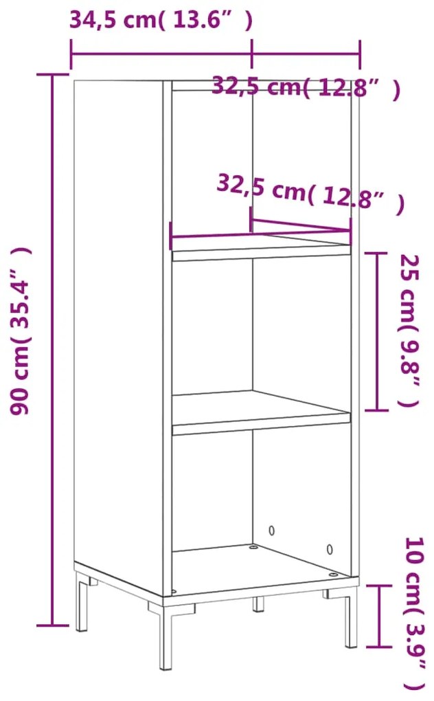 Ντουλάπι Καπνιστή Δρυς 34,5 x 32,5 x 90 εκ. από Επεξεργ. Ξύλο - Καφέ