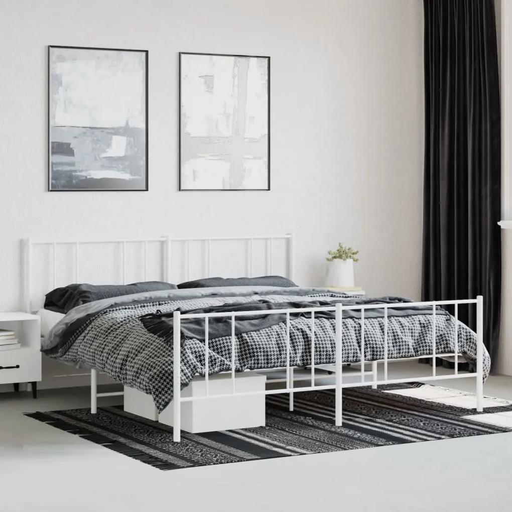 vidaXL Πλαίσιο Κρεβατιού με Κεφαλάρι&Ποδαρικό Λευκό 183x213εκ. Μέταλλο