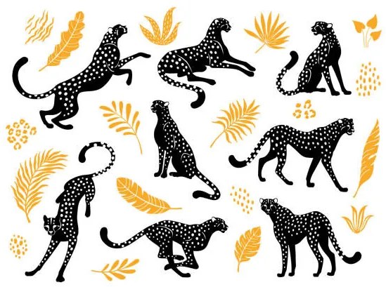 Φωτογραφία Cheetahs silhouettes collection., Nadzeya_Dzivakova