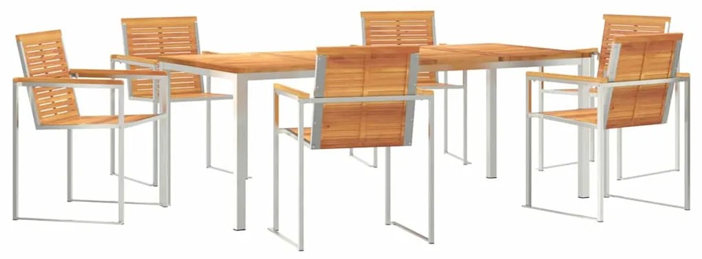 vidaXL Σέτ φαγητού για κήπο 7 pcs Σταθερό Ξύλο Ακακίας
