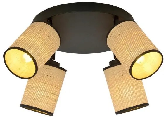 Σποτ Οροφής 4xE27 Ατσάλι-Ύφασμα YOGA  Μαύρο 1151/4PREM Made in Poland Emibig-1151/4PREM-Καφέ 1151/4PREM