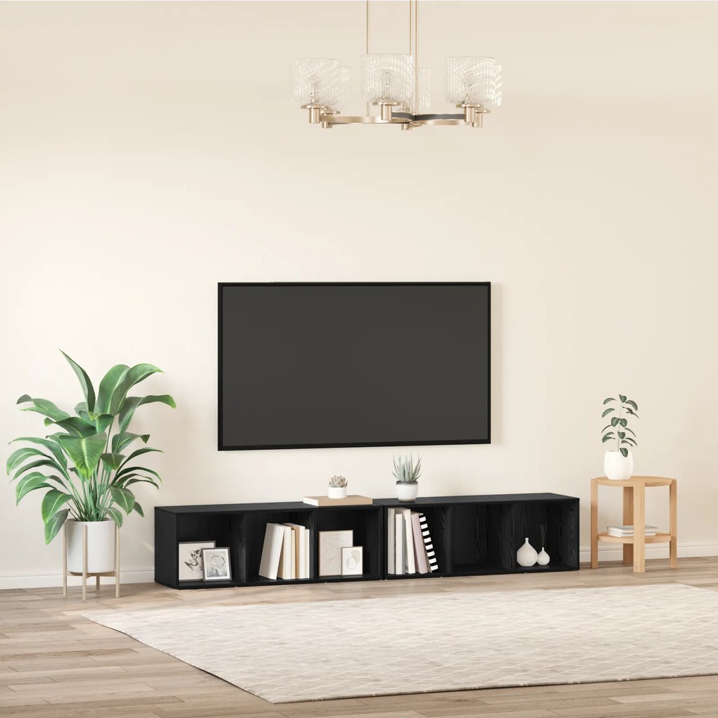 vidaXL Σετ επίπλου τηλεόρασης 2 pcs Μαύρη Οξυά 37 x 35 x 107 εκ