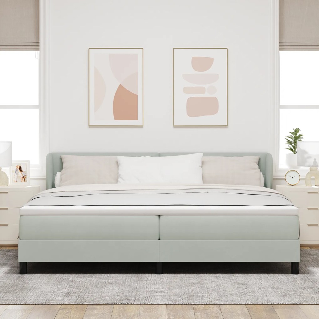 vidaXL Κρεβάτι με Στρώμα Light Grey 200x200 cm Βελούδο