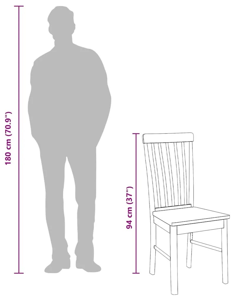 Καρέκλες τραπεζαρίας 2 τεμάχια Λευκό μασίφ ξύλο καουτσούκ 4102504