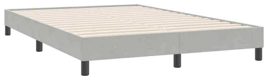 vidaXL Κρεβάτι Boxspring με Στρώμα Ανοιχτό Γκρι 160x220 εκ. Βελούδινο