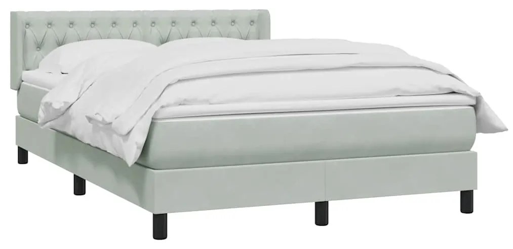 vidaXL Κρεβάτι Boxspring με Στρώμα Ανοιχτό Γκρι 140x220 εκ. Βελούδινο