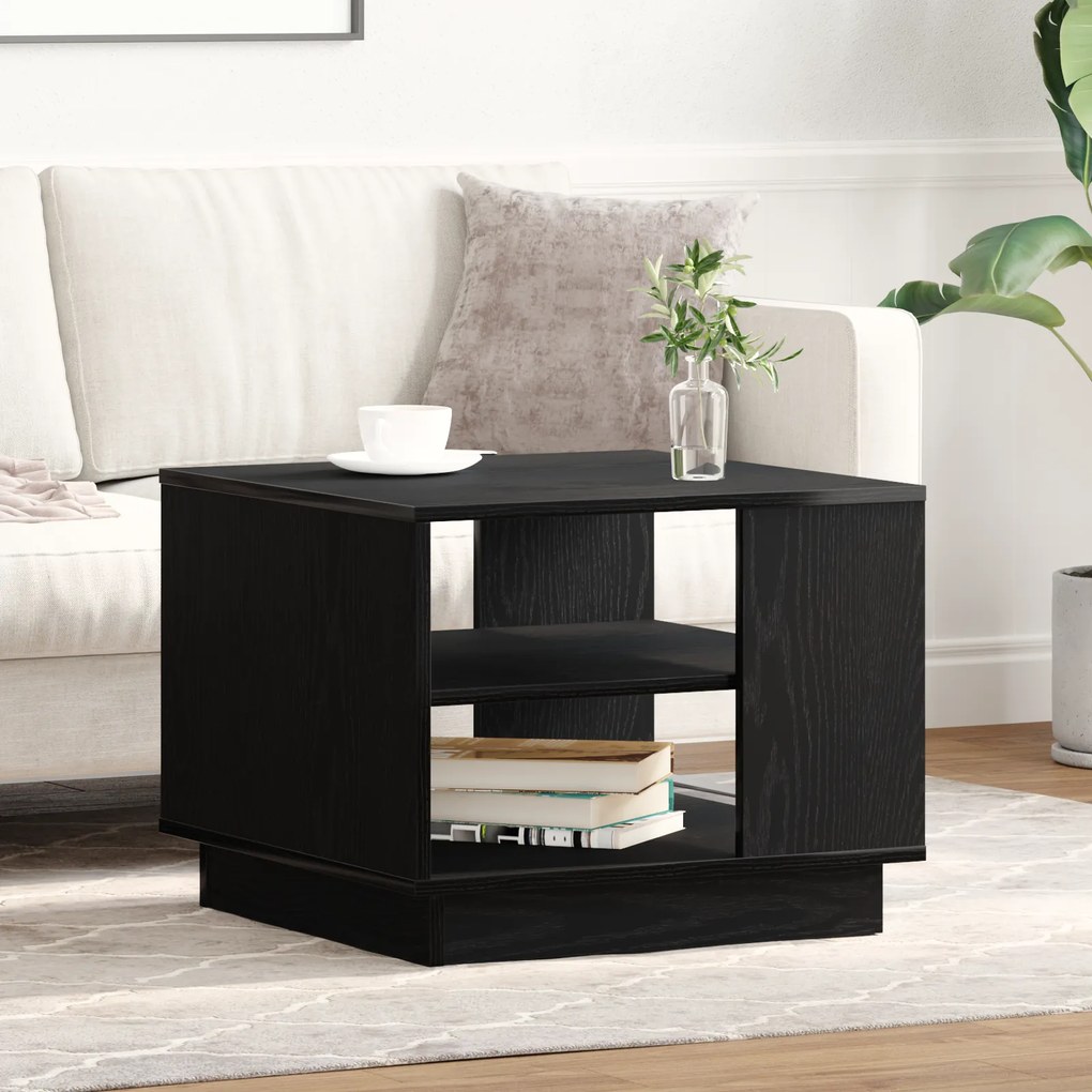 vidaXL Μαύρο Οξιά Καφέ Τραπέζι 55x55x42 εκ. Κατασκευασμένο από Επεξεργασμένο Ξύλο
