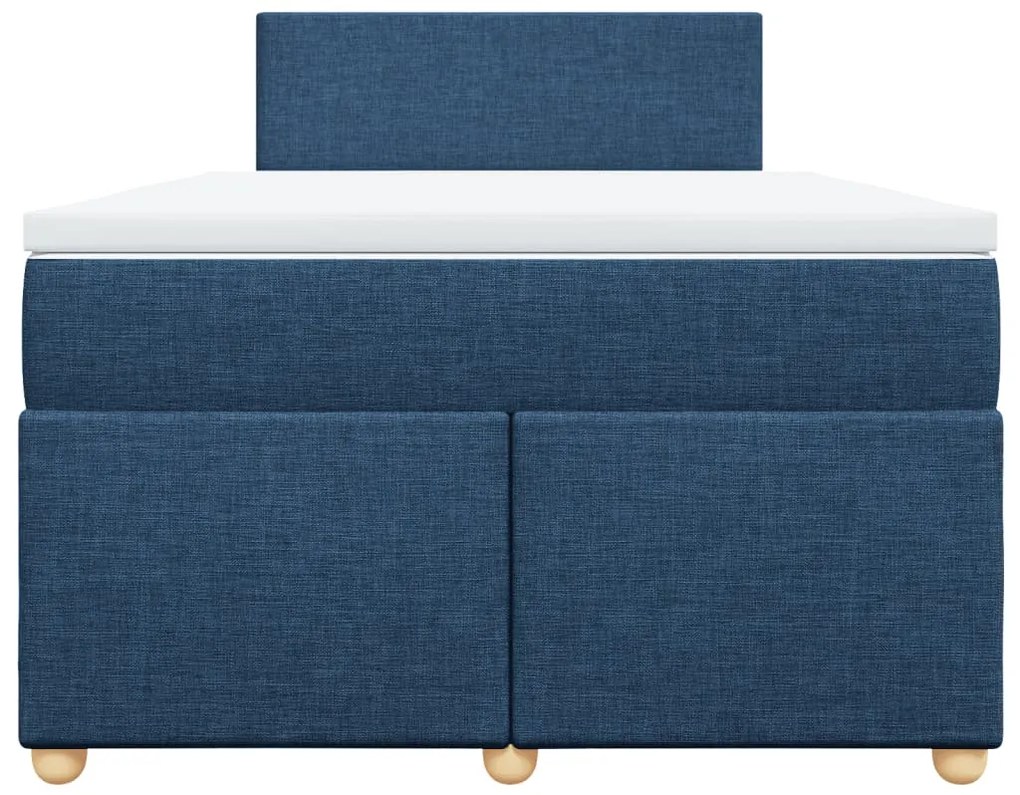 vidaXL Κρεβάτι Boxspring με Στρώμα Μπλε 120x190 εκ. Υφασμάτινο