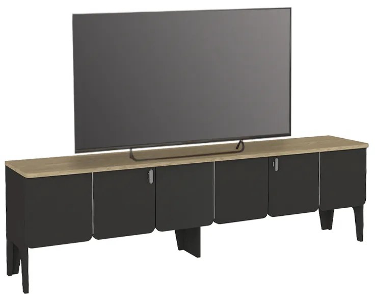 Έπιπλο τηλεόρασης Pedro Megapap χρώμα ανθρακί - rota oak 180x35x50,7εκ.