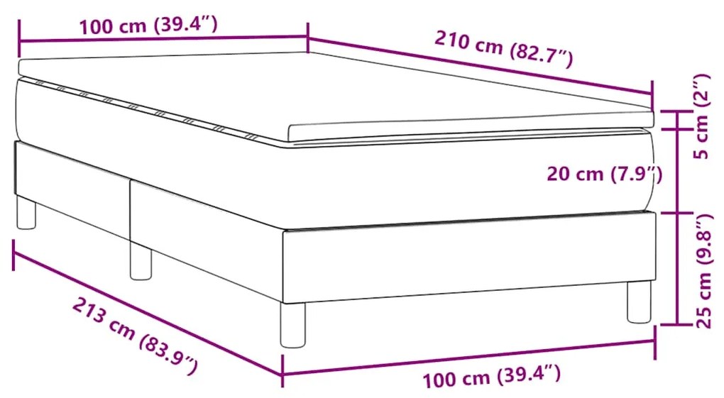 ΚΡΕΒΑΤΙ BOXSPRING ΜΕ ΣΤΡΩΜΑ ΣΚΟΥΡΟ ΓΚΡΙ 100X210 ΕΚ. ΒΕΛΟΥΔΙΝΟ 3315910