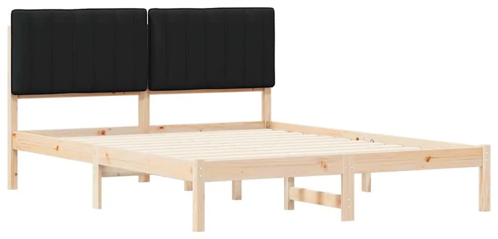 vidaXL Σκελετός Κρεβατιού με Επενδεδυμένο Κεφαλάρι Μαύρο 150 x 200 cm