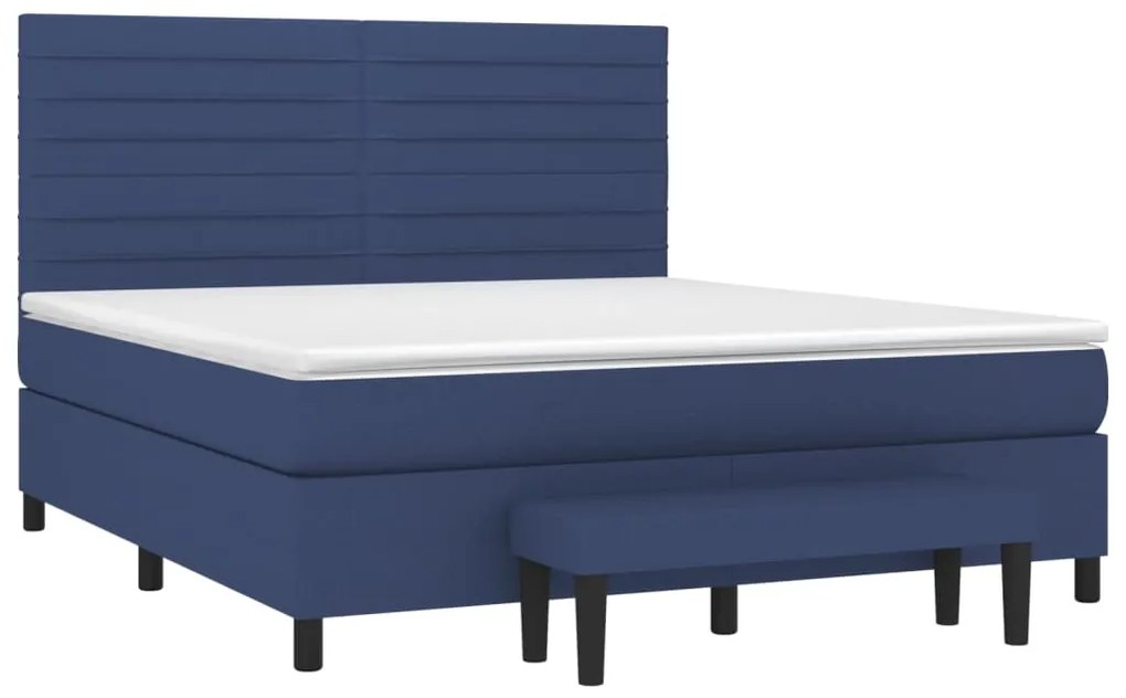 vidaXL Κρεβάτι Boxspring με Στρώμα Μπλε 180x200 εκ. Υφασμάτινο