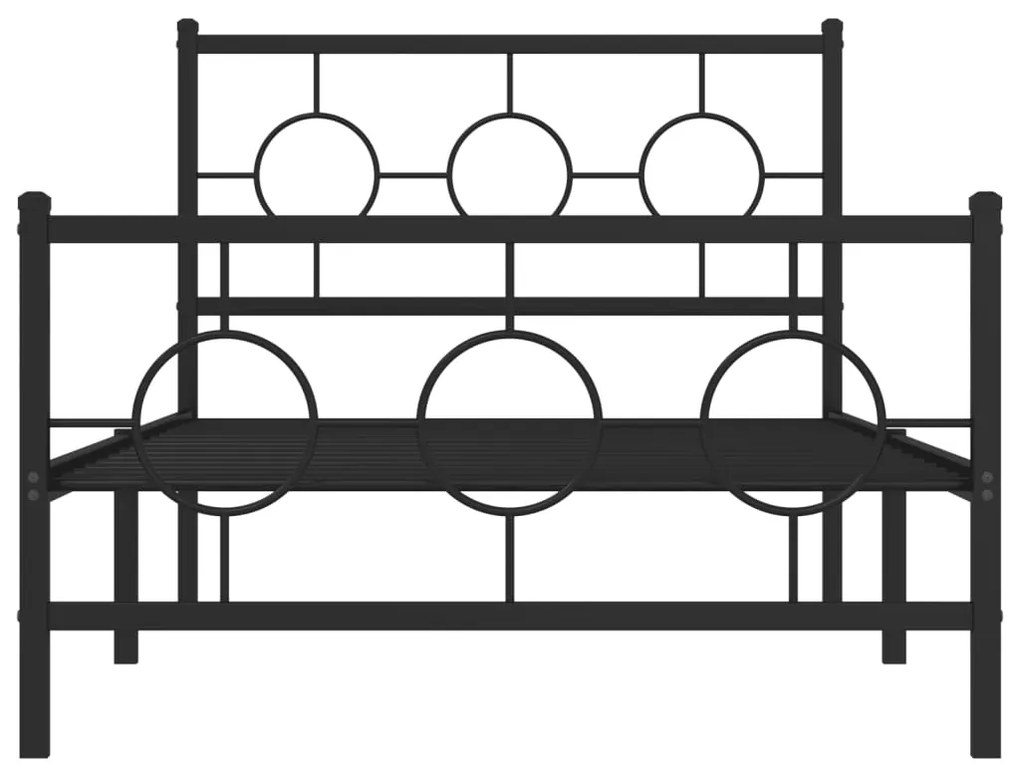 vidaXL Πλαίσιο Κρεβατιού με Κεφαλάρι&Ποδαρικό Μαύρο 100x190εκ. Μέταλλο