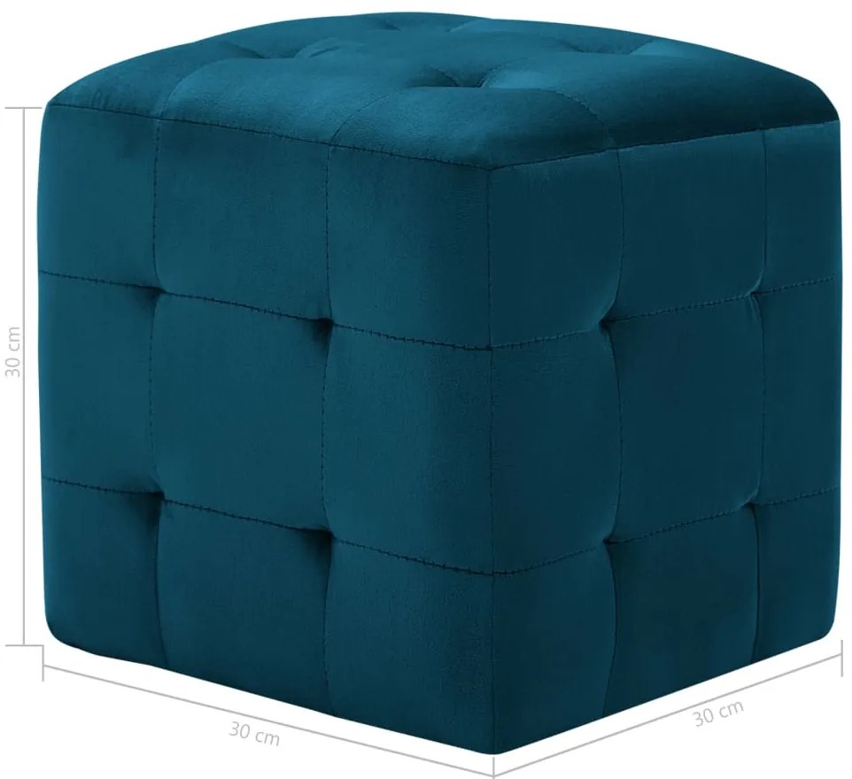 vidaXL Σκαμπό Πουφ 2 τεμ. Μπλε 30 x 30 x 30 εκ. από Βελούδινο Ύφασμα