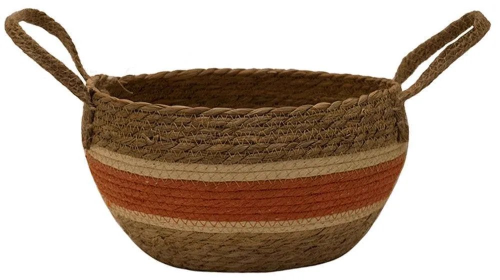 Καλάθι Ψάθινο 00.06.61097 Φ32x21cm Natural-Red Mat