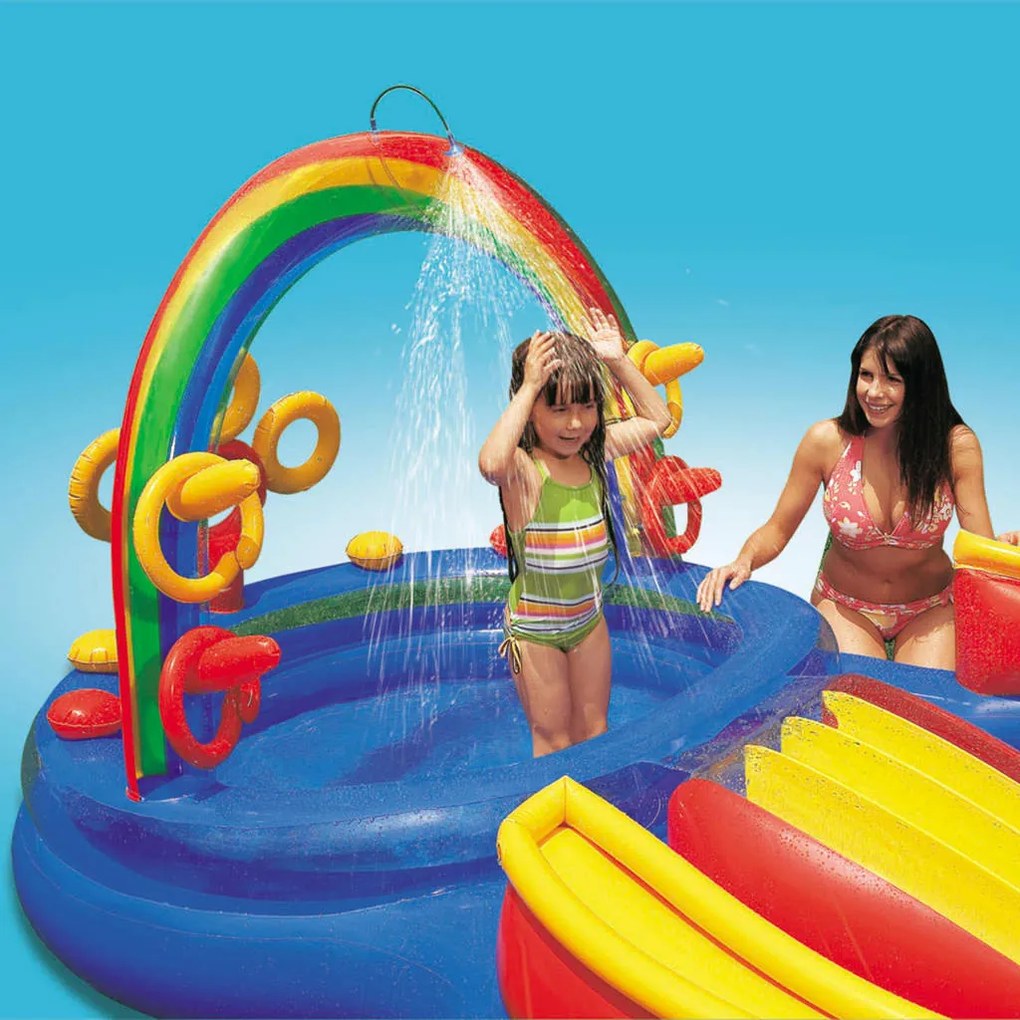 INTEX Πισίνα Φουσκωτή Rainbow Ring Play Center 297x193x135 εκ. 57453NP