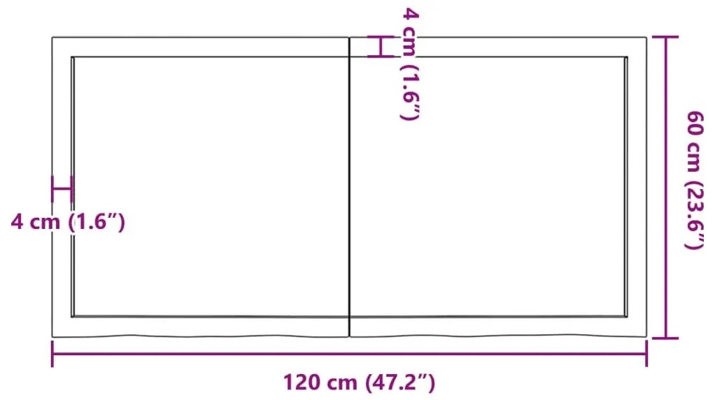 Ράφι Τοίχου Σκούρο Καφέ 120x60x(2-4) εκ. Επεξ. Μασίφ Ξύλο Δρυός - Καφέ