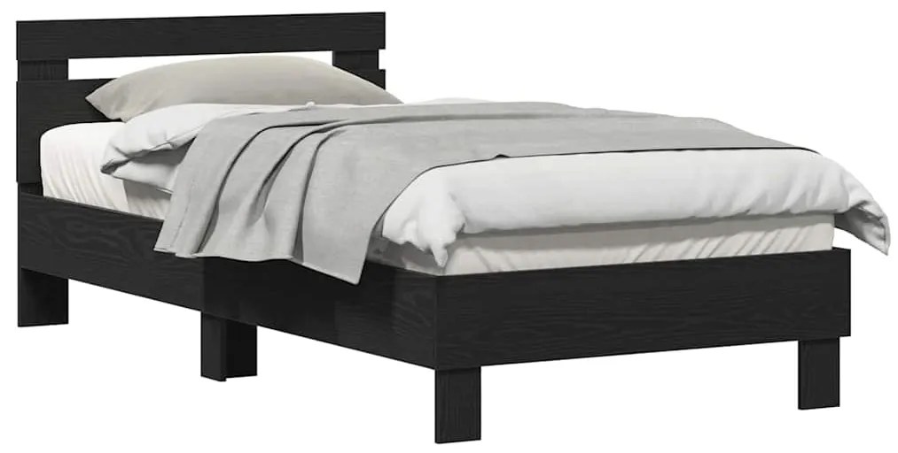 vidaXL Πλαίσιο Κρεβατιού Μαύρη δρυς 90 x 190 cm Επεξεργασμένο ξύλο