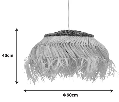 Φωτιστικό οροφής Hengiole Inart sisal σε φυσικό-μαύρο χρώμα Φ60x40εκ
