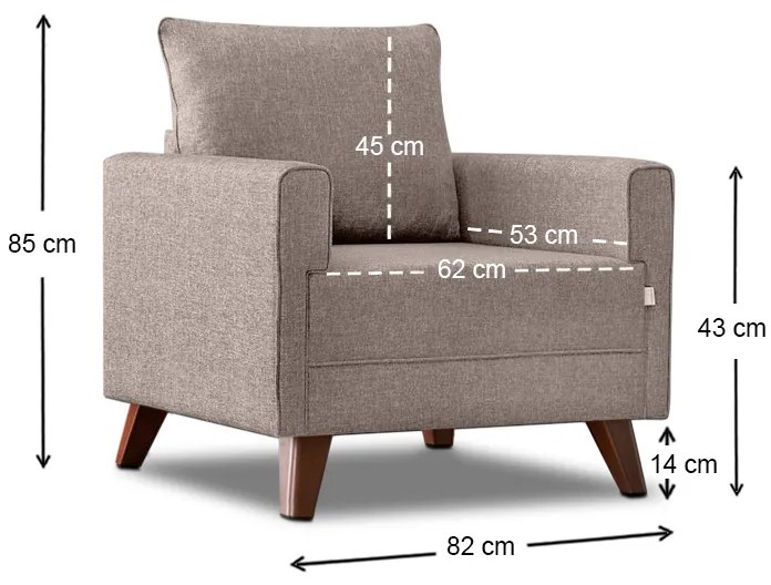 Πολυθρόνα Bella Megapap υφασμάτινη χρώμα κρεμ 82x81x85εκ. - PRGP043-0025,1