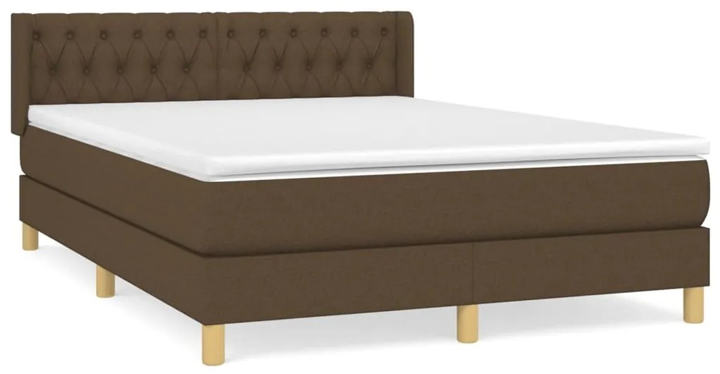 vidaXL Κρεβάτι Boxspring με Στρώμα Σκούρο Καφέ 140x200 εκ Υφασμάτινο