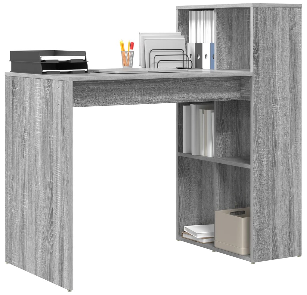 vidaXL Γραφείο Γραφής Γκρι Sonoma Επεξεργασμένο ξύλο, laminate Μεσαίο
